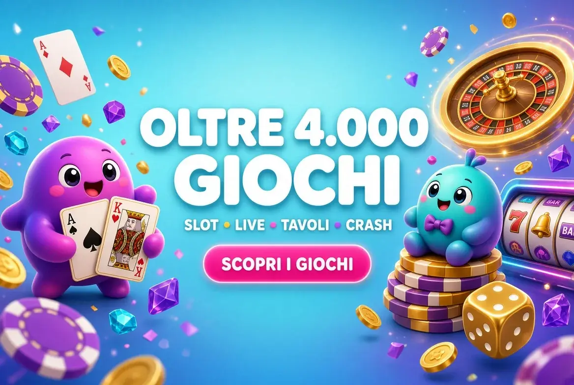 Oltre 4.000 giochi su Nomini Casino: slot, live, tavoli e crash, con carte, roulette e dadi