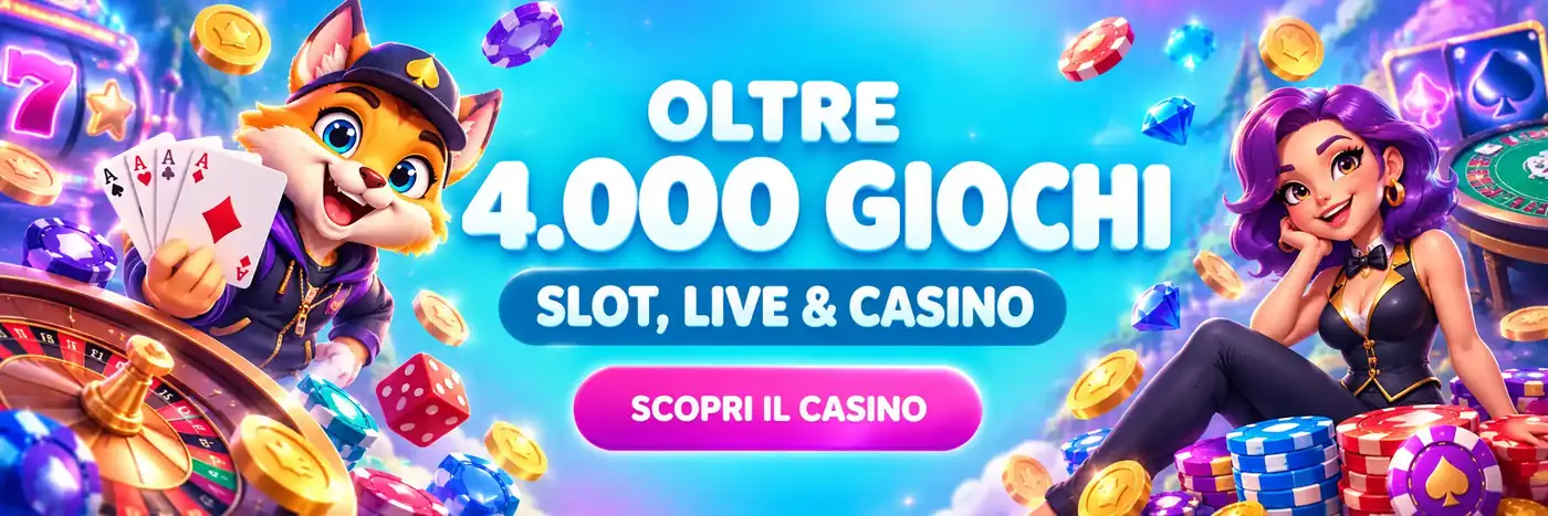 Oltre 4.000 giochi su Nomini Casino: slot, live e casinò con roulette, carte e fiches