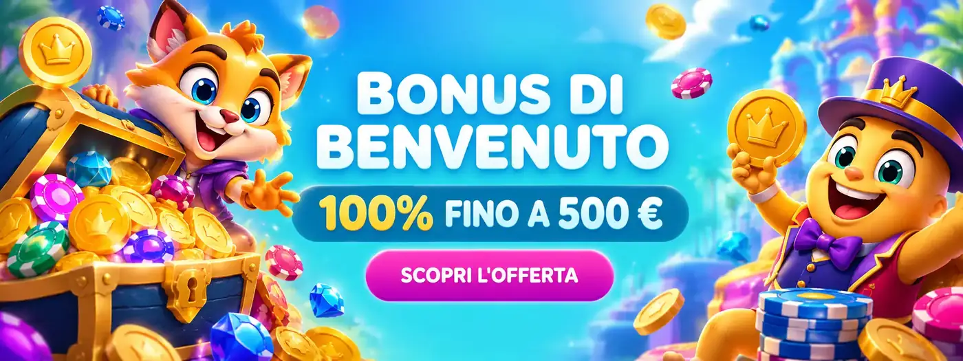 Bonus di benvenuto Nomini Casino: 100% fino a 500 euro, con mascotte volpe e forziere di monete